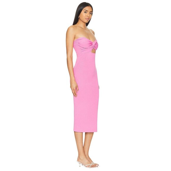 SNDYS Maia Dress in Pink Medium New Womens Strapless Knit Midi - Picture 2 of 10